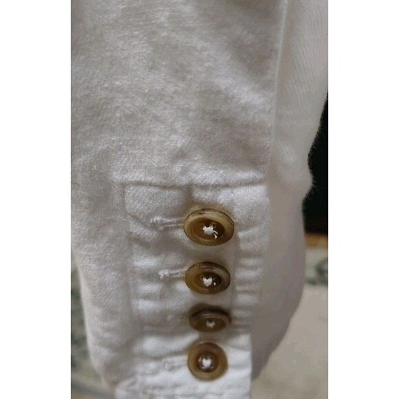 Talbots Jacket Size 12 White Irish Linen Blend Button Pockets - Picture 6 of 8